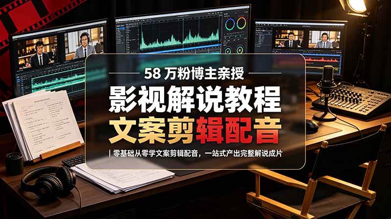 (19160期)58 万粉博主荧幕春秋亲授影视解说教程|零基础从零学文案剪辑配音,一站式产出完整解说成片 (19160期)58 万粉博主荧幕春秋亲授影视解说教程|零基础从零学文案剪辑配音,一站式产出完整解说成片