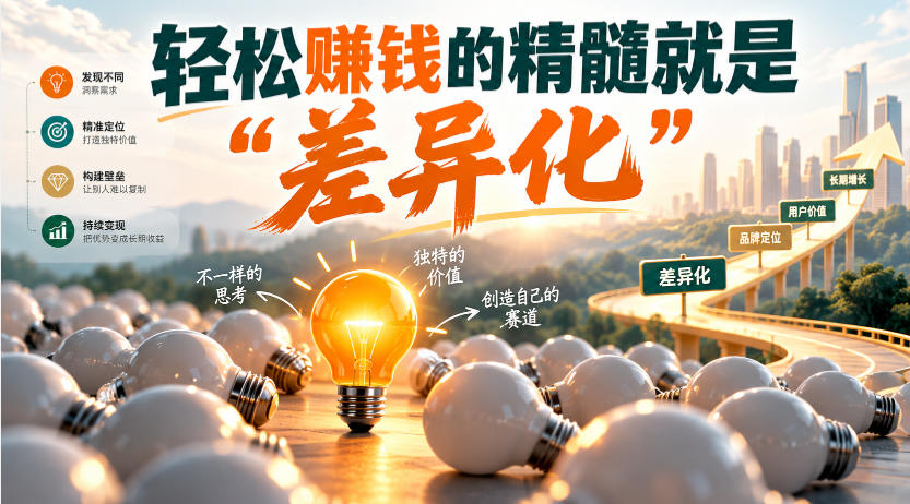 某公众号付费文章：轻松賺钱的精髓就是“差异化”-卓越网创