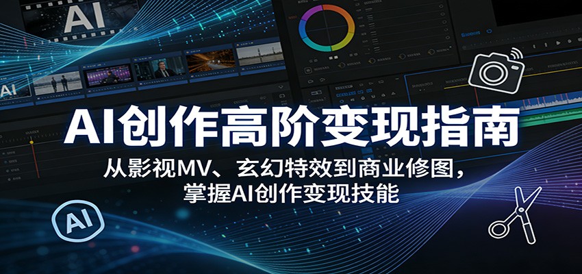 AI创作高阶变现指南:从影视MV、玄幻特效到商业修图,掌握AI创作变现技能-卓越网创