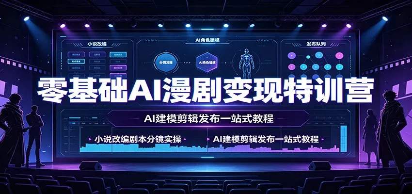 零基础AI漫剧变现特训营:小说改编剧本分镜实操,AI建模剪辑发布一站式教程-卓越网创