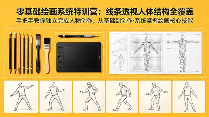 (18615期)零基础绘画系统特训营:线条透视人体结构全覆盖,手把手教你独立完成人物创作 (18615期)零基础绘画系统特训营:线条透视人体结构全覆盖,手把手教你独立完成人物创作