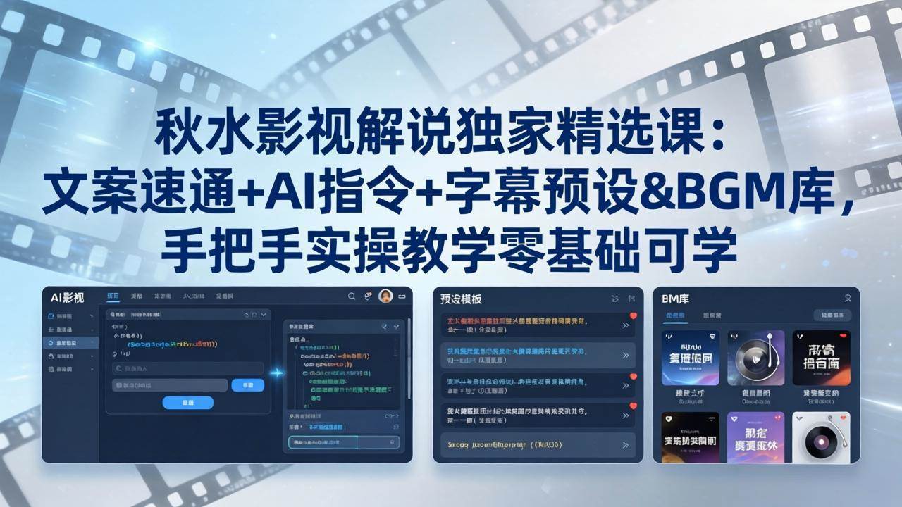 (18080期)秋水影视解说独家精选课:文案速通+AI指令+字幕预设+BGM库,手把手实操教学零基础可学 (18080期)秋水影视解说独家精选课:文案速通+AI指令+字幕预设+BGM库,手把手实操教学零基础可学