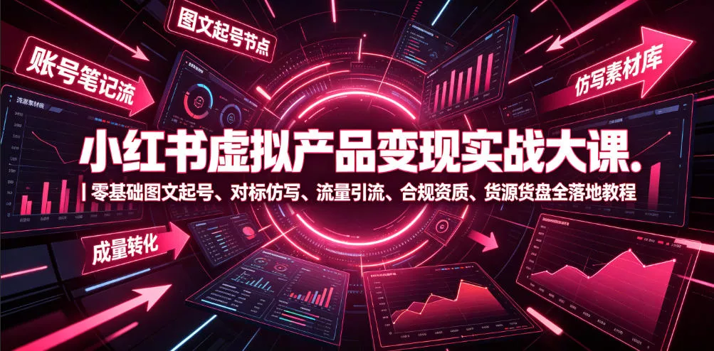小红书虚拟产品变现实战大课|零基础图文起号、对标仿写、流量引流、合规资质、货源货盘全落地教程 小红书虚拟产品变现实战大课|零基础图文起号、对标仿写、流量引流、合规资质、货源货盘全落地教程