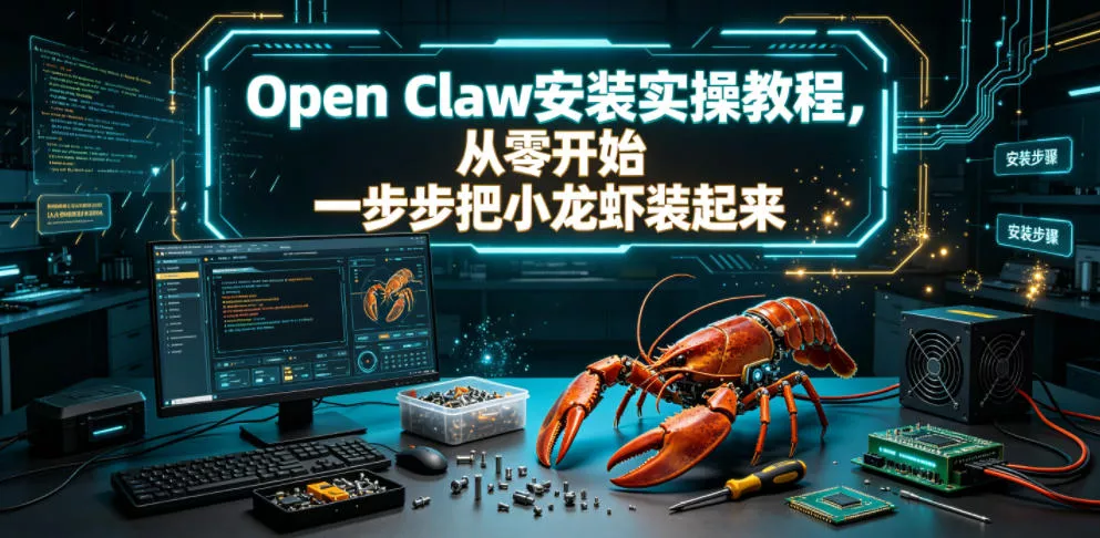 Open Claw安装实操教程,从零开始一步步一步步把小龙虾装起来 Open Claw安装实操教程,从零开始一步步一步步把小龙虾装起来
