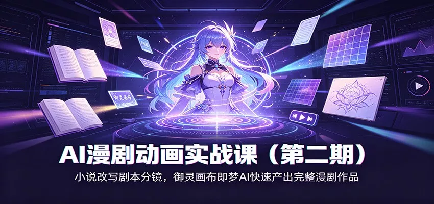 AI漫剧动画实战课(第二期)：小说改写剧本分镜，御灵画布即梦AI快速产出完整漫剧作品-卓越网创
