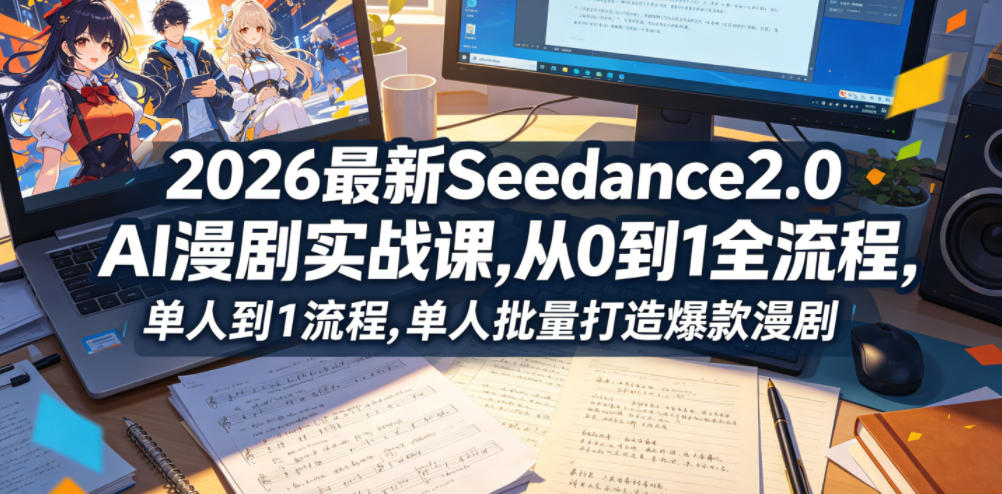 2026最新Seedance2.0 AI漫剧实战课,,从0到1全流程,单人批量打造爆款漫剧-卓越网创