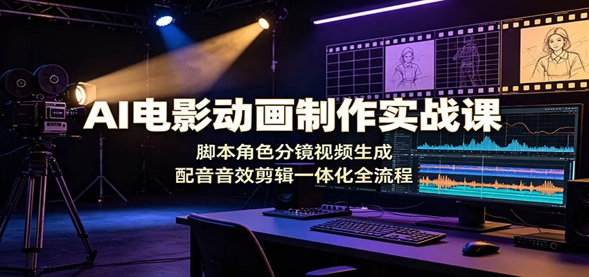 AI电影动画制作实战课：脚本角色分镜视频生成，配音音效剪辑一体化全流程-卓越网创
