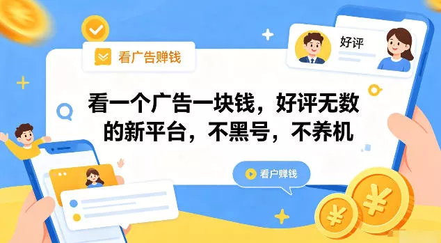 看一个广告一块钱，好评无数的新平台，不黑号，不养机【揭秘】-卓越网创