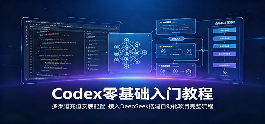 Codex零基础入门教程:多渠道充值安装配置,接入DeepSeek搭建自动化项目完整流程-卓越网创