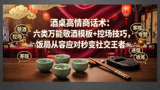 （18020期）付费文章：酒桌高情商话术：六类万能敬酒模板+控场技巧，饭局从容应对秒变社交王者-卓越网创