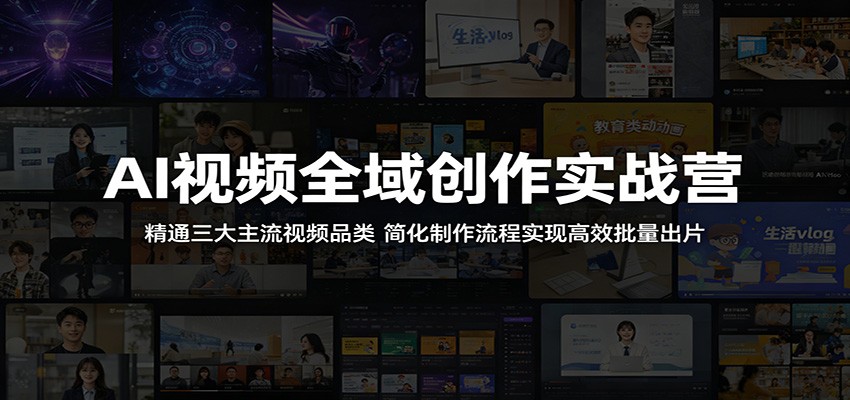 AI视频全域创作实战营:精通三大主流视频品类,简化制作流程实现高效批量出片 AI视频全域创作实战营:精通三大主流视频品类,简化制作流程实现高效批量出片