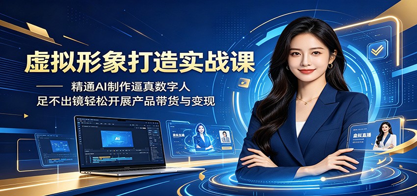 虚拟形象打造实战课:精通AI制作逼真数字人,足不出镜轻松开展产品带货与变现 虚拟形象打造实战课:精通AI制作逼真数字人,足不出镜轻松开展产品带货与变现