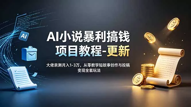 AI小说暴利搞钱项目教程-更新,大佬亲测月入1-3万,从零教学短故事创作与投稿变现全套玩法 AI小说暴利搞钱项目教程-更新,大佬亲测月入1-3万,从零教学短故事创作与投稿变现全套玩法