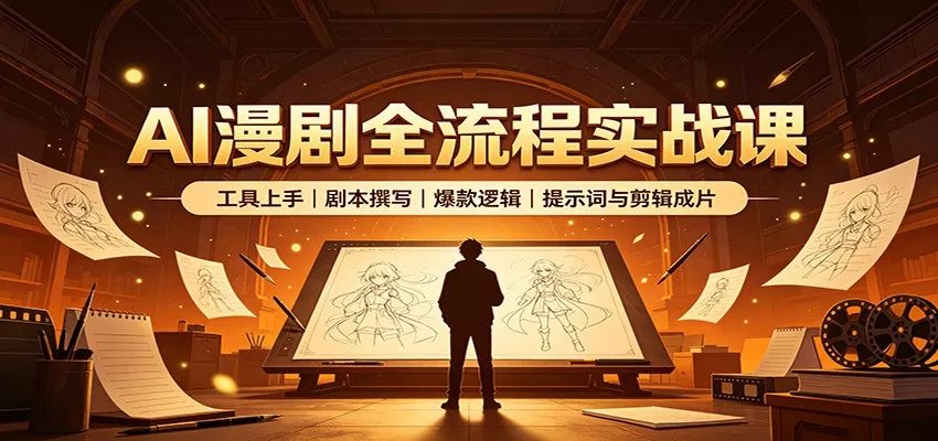 AI漫剧全流程实战课:工具上手、剧本撰写、爆款逻辑、提示词与剪辑成片-卓越网创