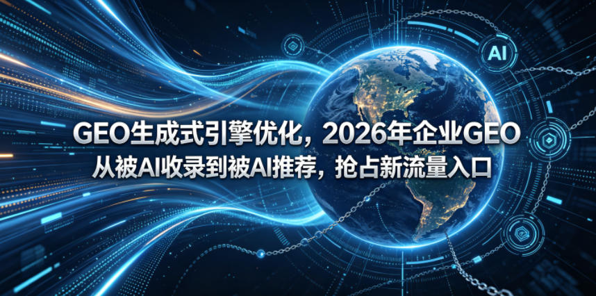 GEO生成式引擎优化,2026年企业GEO从被AI收录到被AI推荐,抢占新流量入口 GEO生成式引擎优化,2026年企业GEO从被AI收录到被AI推荐,抢占新流量入口