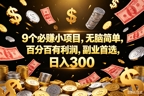 （18881期）9个必赚的小项目，百分百赚元子，无脑简单，副业首选，日入300+-卓越网创