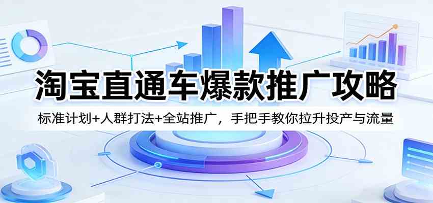 淘宝直通车爆款推广攻略：标准计划+人群打法+全站推广，手把手教你拉升投产与流量-卓越网创
