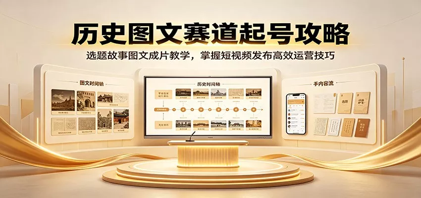 历史图文赛道起号攻略:选题故事图文成片教学,掌握短视频发布高效运营技巧-卓越网创