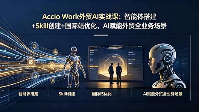 Accio Work外贸AI实战课：智能体搭建+Skill创建+国际站优化，AI赋能外贸全业务场景-卓越网创