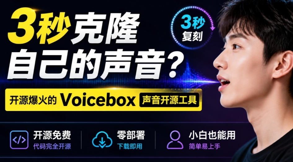 3秒克隆自己的声音?开源爆火的Voicebox声音开源工具,实测体验超好,零部署小白也能直接用-卓越网创
