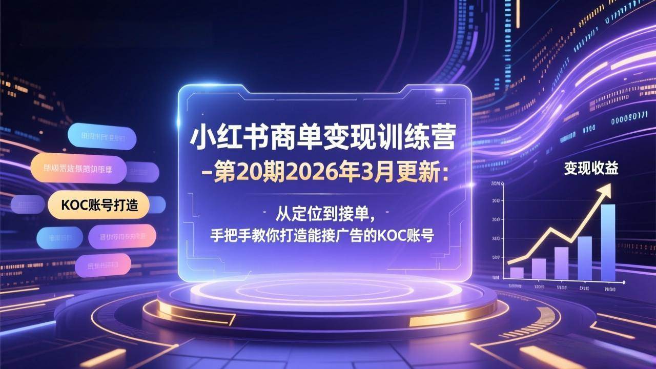 (17590期)小红书商单变现训练营-第20期26年3月更新:从定位到接单,手把手教你打造能接广告的KOC账号 (17590期)小红书商单变现训练营-第20期26年3月更新:从定位到接单,手把手教你打造能接广告的KOC账号