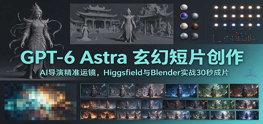 GPT-6 Astra 玄幻短片创作：AI导演精准运镜，Higgsfield与Blender实战30秒成片-卓越网创