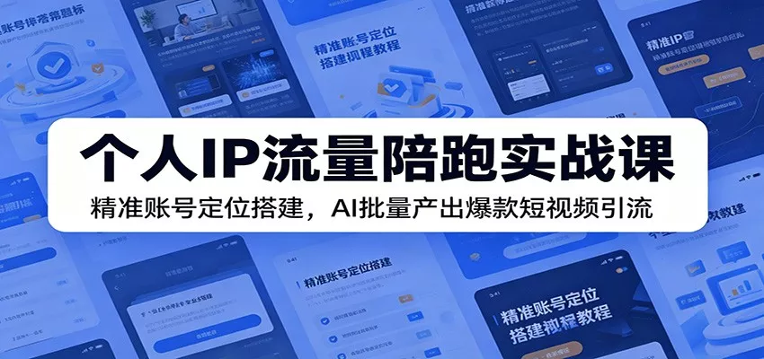 个人IP流量陪跑实战课：精准账号定位搭建，AI批量产出爆款短视频引流-卓越网创