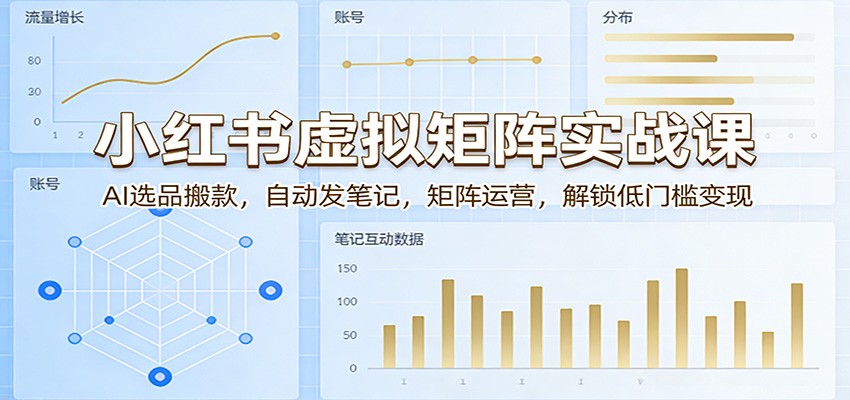小红书虚拟矩阵实战课：AI选品搬款，自动发笔记，矩阵运营，解锁低门槛变现-卓越网创