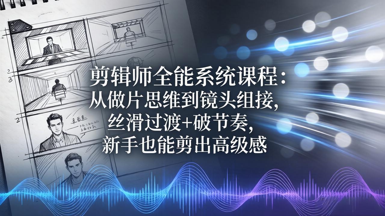 剪辑师全能系统课程:从做片思维到镜头组接,丝滑过渡+破节奏,新手也能剪出高级感 剪辑师全能系统课程:从做片思维到镜头组接,丝滑过渡+破节奏,新手也能剪出高级感