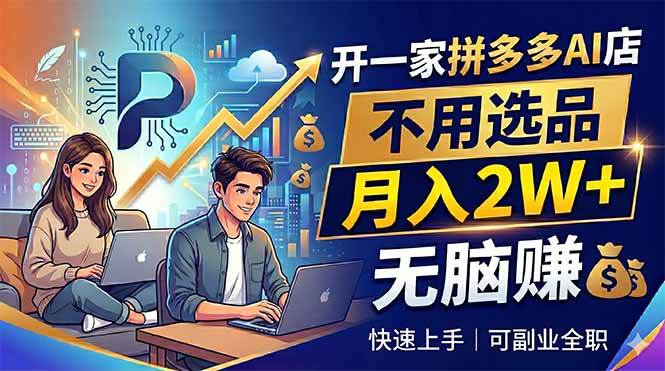 (18520期)开一家拼多多AI店,不用选品,月入2W+,无脑赚,可副业全职 (18520期)开一家拼多多AI店,不用选品,月入2W+,无脑赚,可副业全职