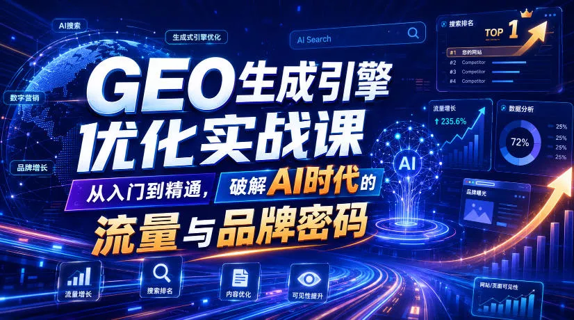 GEO生成引擎优化实战课,从入门到精通,破解AI时代的流量与品牌密码 GEO生成引擎优化实战课,从入门到精通,破解AI时代的流量与品牌密码