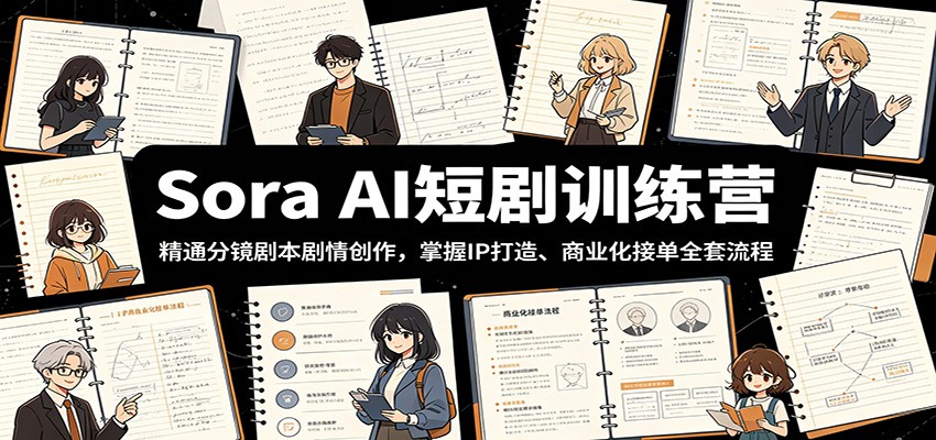 Sora AI短剧训练营:精通分镜剧本剧情创作,掌握IP打造、商业化接单全套流程-卓越网创