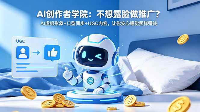 (18599期)AI创作者学院:不想露脸做推广?AI虚拟形象+口型同步+UGC内容,让你安心睡觉照样赚钱-卓越网创