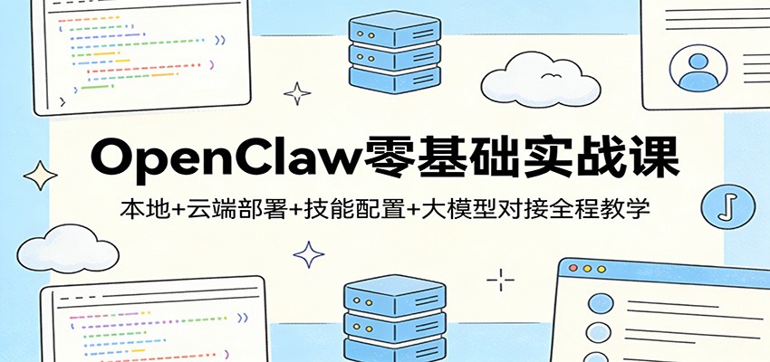 OpenClaw零基础实战课:本地+云端部署+技能配置+大模型对接全程教学 OpenClaw零基础实战课:本地+云端部署+技能配置+大模型对接全程教学