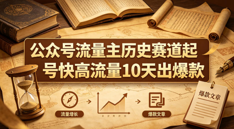 公众号流量主之历史赛道，起号快+高流量，10天就能出爆款！-卓越网创