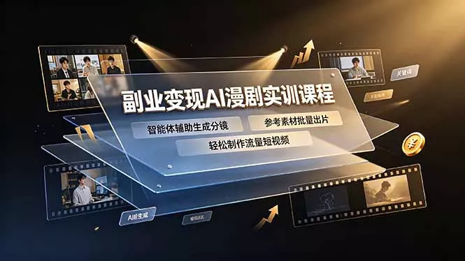 副业变现AI漫剧实训课程,智能体辅助生成分镜,参考素材批量出片,轻松制作流量短视频 副业变现AI漫剧实训课程,智能体辅助生成分镜,参考素材批量出片,轻松制作流量短视频