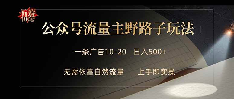 (18178期)公众号流量主野路子玩法 单条广告10-20元 日入500+-卓越网创
