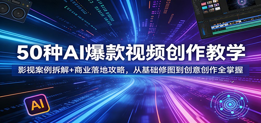 50种AI爆款视频创作教学:影视案例拆解+商业落地攻略,从基础修图到创意创作全掌握 50种AI爆款视频创作教学:影视案例拆解+商业落地攻略,从基础修图到创意创作全掌握