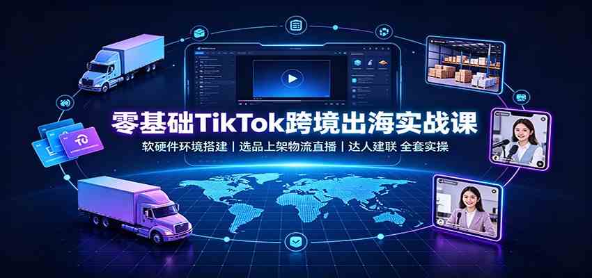 零基础TikTok跨境出海实战课:软硬件环境搭建,选品上架物流直播,达人建联全套实操 零基础TikTok跨境出海实战课:软硬件环境搭建,选品上架物流直播,达人建联全套实操