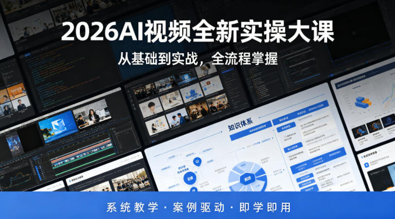 2026AI视频全新实操大课,从基础到实战,全流程掌握,系统教学·案例驱动·即学即用 2026AI视频全新实操大课,从基础到实战,全流程掌握,系统教学·案例驱动·即学即用