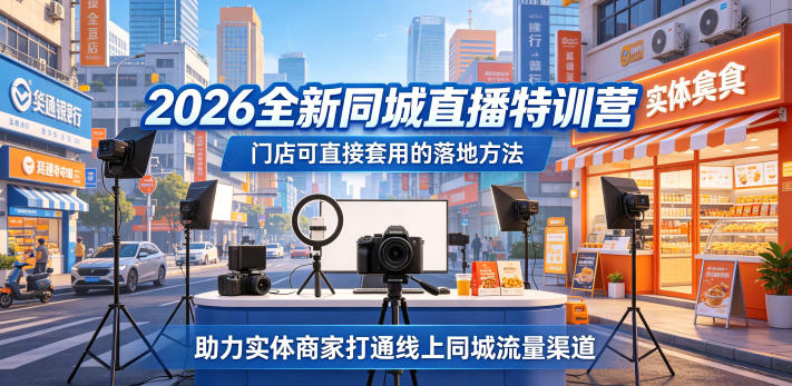 2026全新同城直播特训营,门店可直接套用的落地方法,助力实体商家打通线上同城流量渠道 2026全新同城直播特训营,门店可直接套用的落地方法,助力实体商家打通线上同城流量渠道
