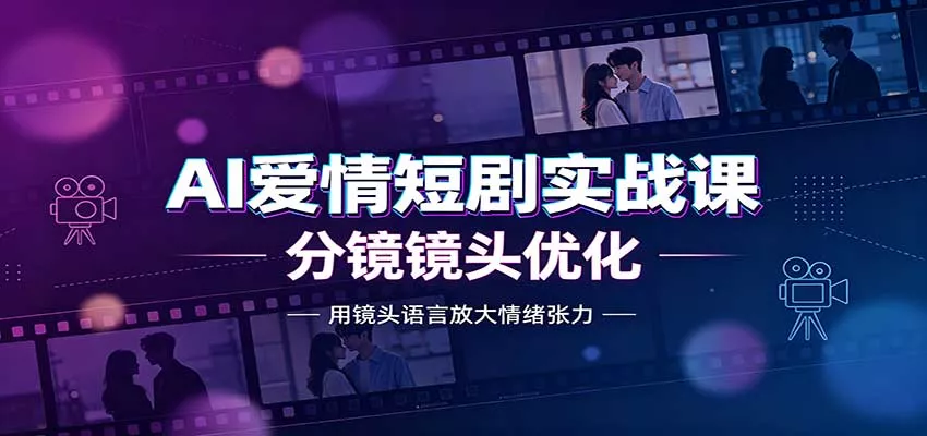 AI爱情短剧实战课：故事剧本创作，分镜镜头优化，智能体提示词-卓越网创