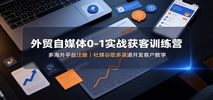 外贸自媒体0-1实战获客训练营：多海外平台注册，社媒谷歌多渠道开发客户教学-卓越网创