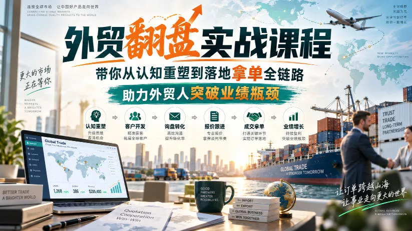 外贸翻盘实战课程,带你从认知重塑到落地拿单全链路,助力外贸人突破业绩瓶颈-卓越网创