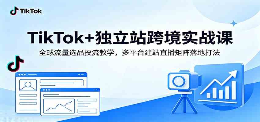 TikTok+独立站跨境实战课:全球流量选品投流教学,多平台建站直播矩阵落地打法-卓越网创