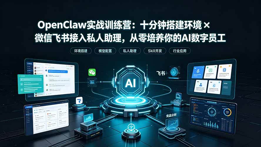 (19287期)OpenClaw实战特训营:十分钟搭建环境×微信飞书接入私人助理,从零培养你的AI数字员工 (19287期)OpenClaw实战特训营:十分钟搭建环境×微信飞书接入私人助理,从零培养你的AI数字员工