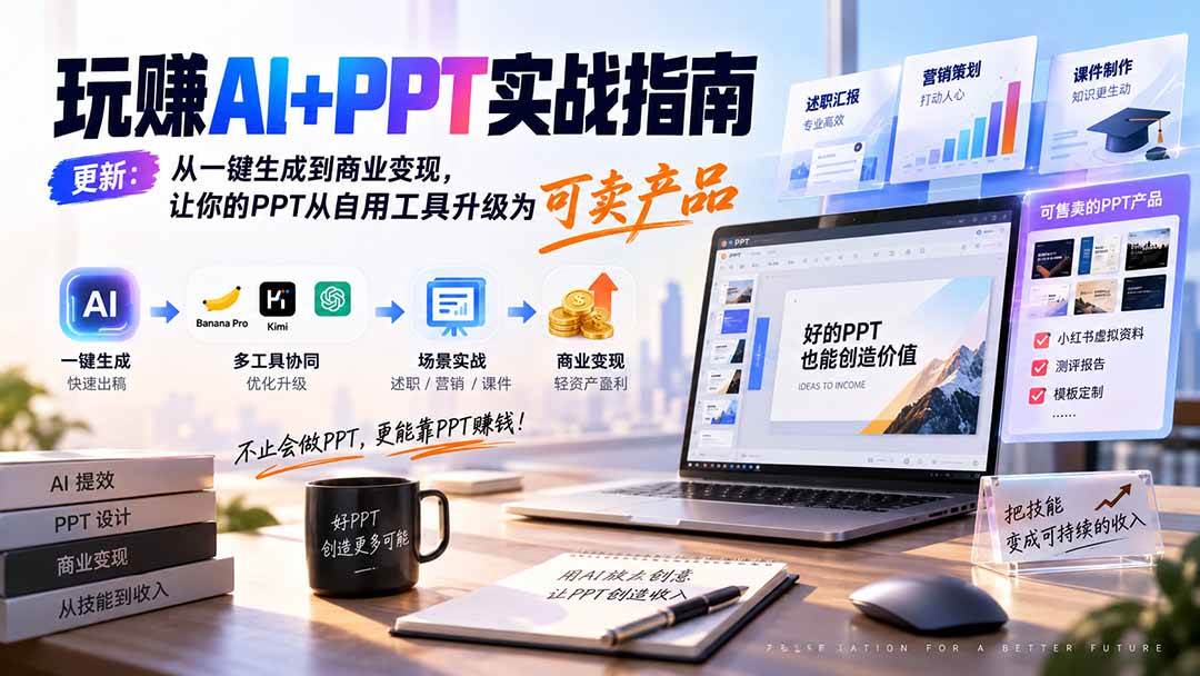 (20247期)玩赚AI+PPT实战指南-更新5月13:从一键生成到商业变现,让你的PPT从自用工具升级为可卖产品-卓越网创