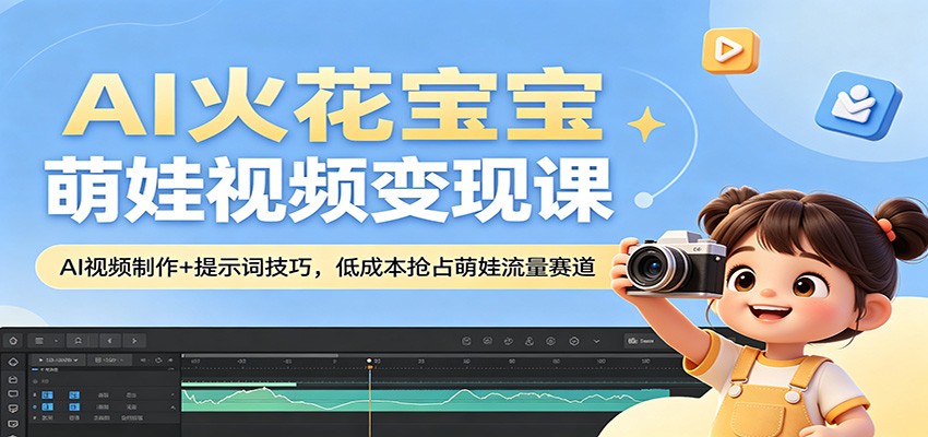 AI火花宝宝萌娃视频变现课：AI视频制作+提示词技巧，低成本抢占萌娃流量赛道-卓越网创