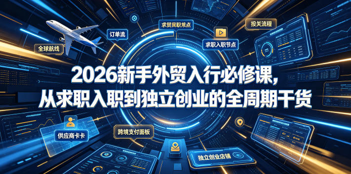 2026新手外贸入行必修课,从求职入职到独立创业的全周期干货 2026新手外贸入行必修课,从求职入职到独立创业的全周期干货
