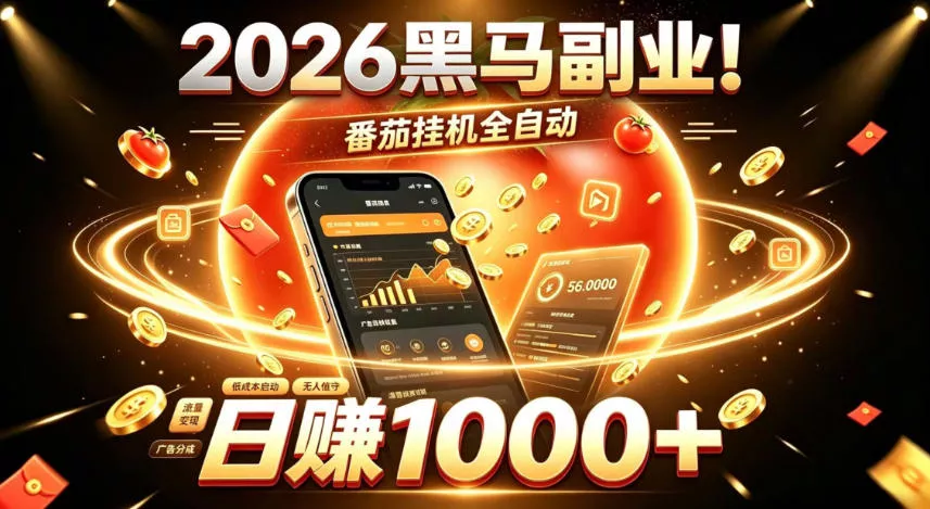 2026黑马副业！番茄挂G全自动日入1000+，操作最简单、门槛最低的线上轻资产项目【揭秘】-卓越网创